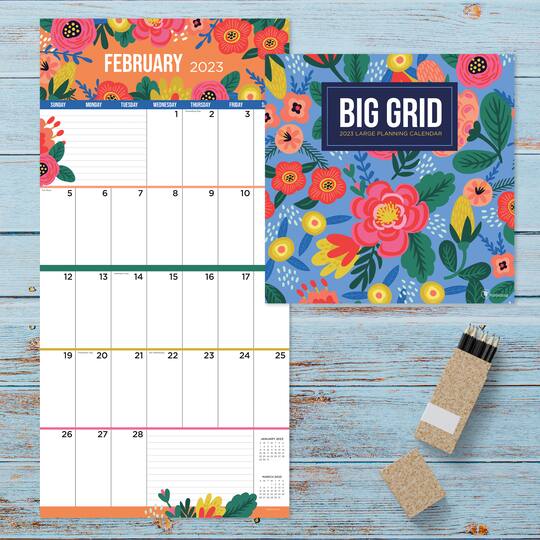 2023 Floral Big Grid Wall Calendar Wall Calendars Michaels